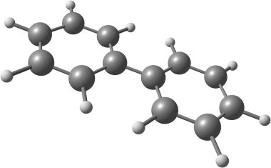 beyaz zemin üzerine biphenyl moleküler yapısı