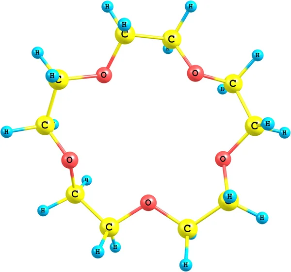 흰색 바탕에 크라운 에테르의 supramolecule — 스톡 사진