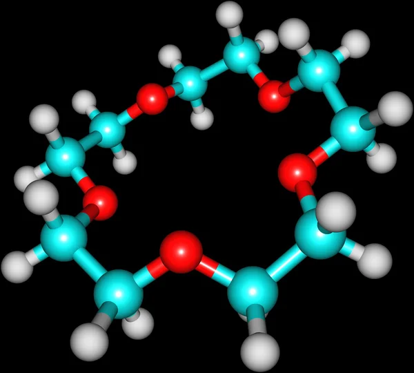 Supramolecule av kronan eter på svart bakgrund — Stockfoto