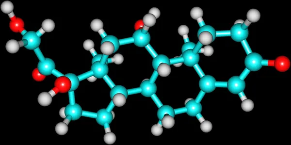 Hydrocortison moleculaire structuur op zwart — Stockfoto