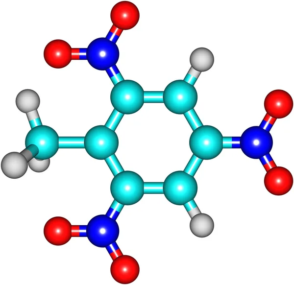 Trinitrotolueno estructura molecular sobre fondo blanco —  Fotos de Stock