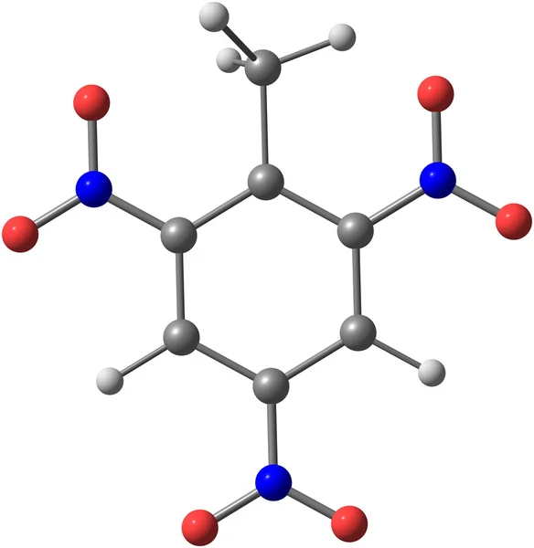 Trinitrotolueno estrutura molecular sobre fundo branco — Fotografia de Stock