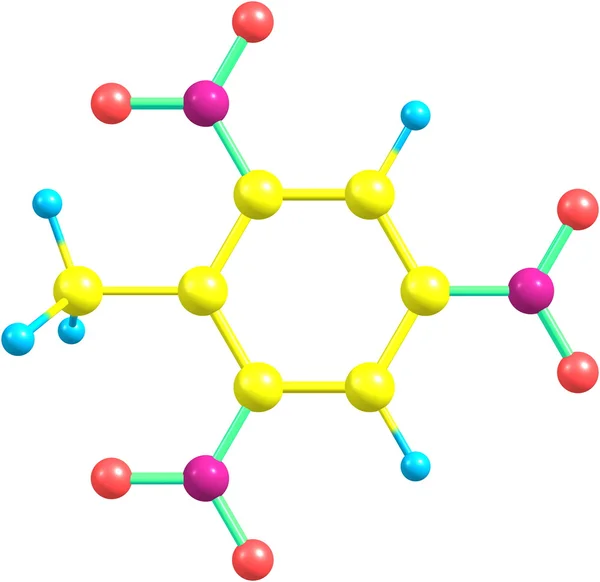 Trinitrotolueno estructura molecular sobre fondo blanco — Foto de Stock