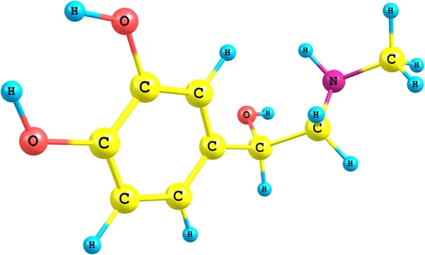 Adrenalin-Molekül auf weißem Hintergrund — Stockfoto
