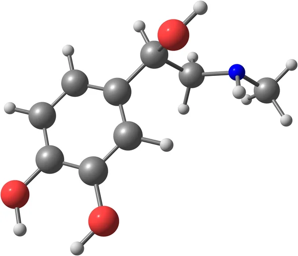 白色背景上的肾上腺素分子 — 图库照片