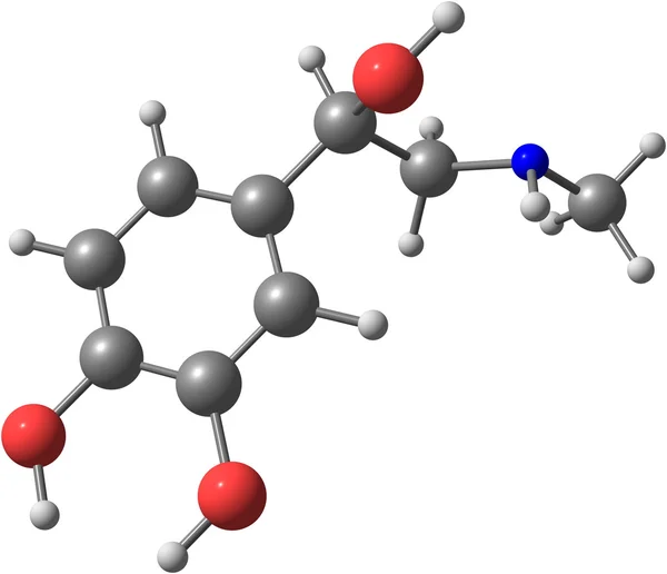Молекула адреналіну на білому тлі — стокове фото
