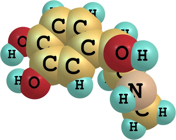 白い背景の上のアドレナリン分子 — ストック写真