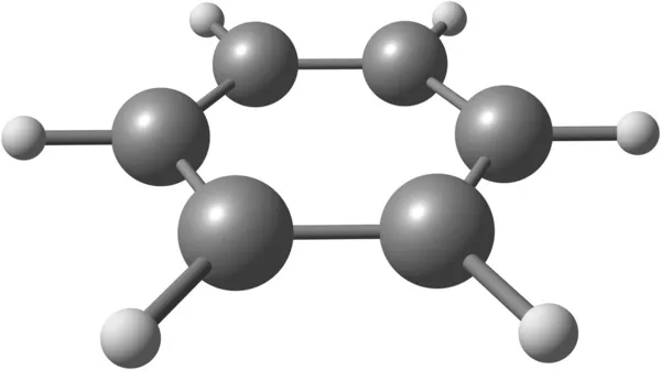 Estrutura molecular do benzeno sobre fundo branco — Fotografia de Stock