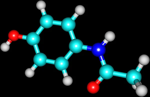 Paracetamol molecular model — Stock Photo, Image