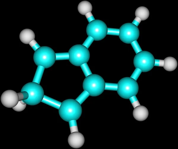 2h-Inden-Molekülstruktur auf schwarzem Hintergrund — Stockfoto