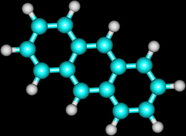 Estrutura molecular do antraceno sobre fundo preto — Fotografia de Stock