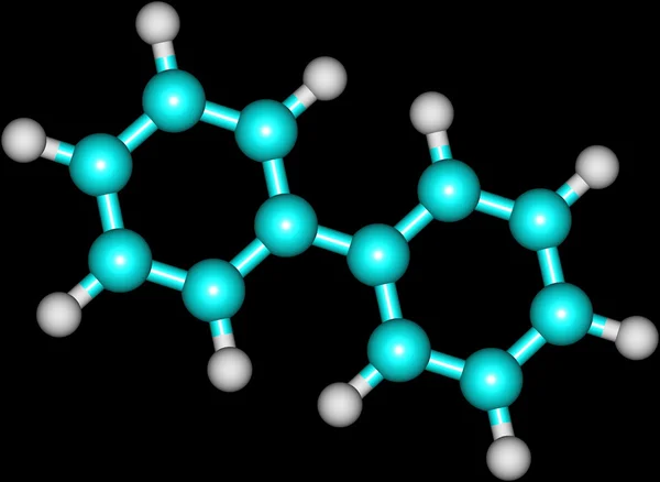 Bifenyl molekylstruktur på svart bakgrund — Stockfoto