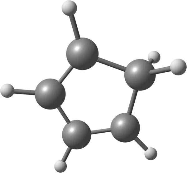 Молекулярная структура циклопентадиена на белом фоне — стоковое фото