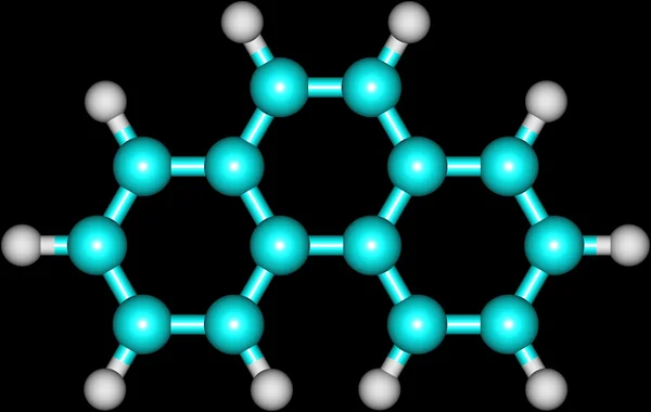 Структурная модель молекулы фенантрена на чёрном — стоковое фото