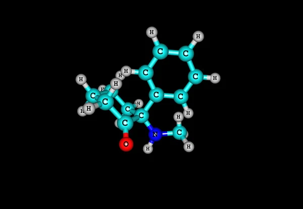 Molécula de ketamina en negro —  Fotos de Stock