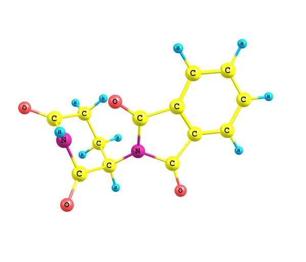 Molecola di talidomide su bianco — Foto Stock
