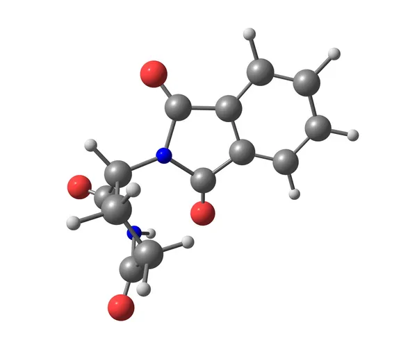 在白色的沙利度胺分子 — 图库照片