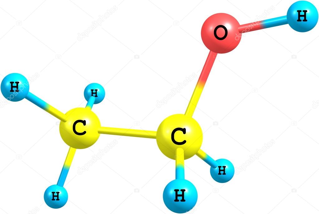 Ethanol molecular structure isolated on white