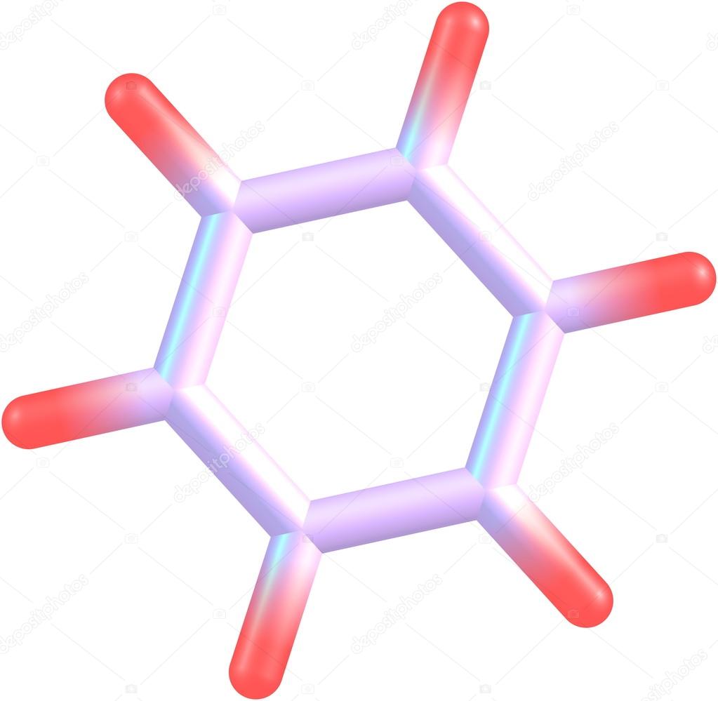 Benzene molecular structure on white background