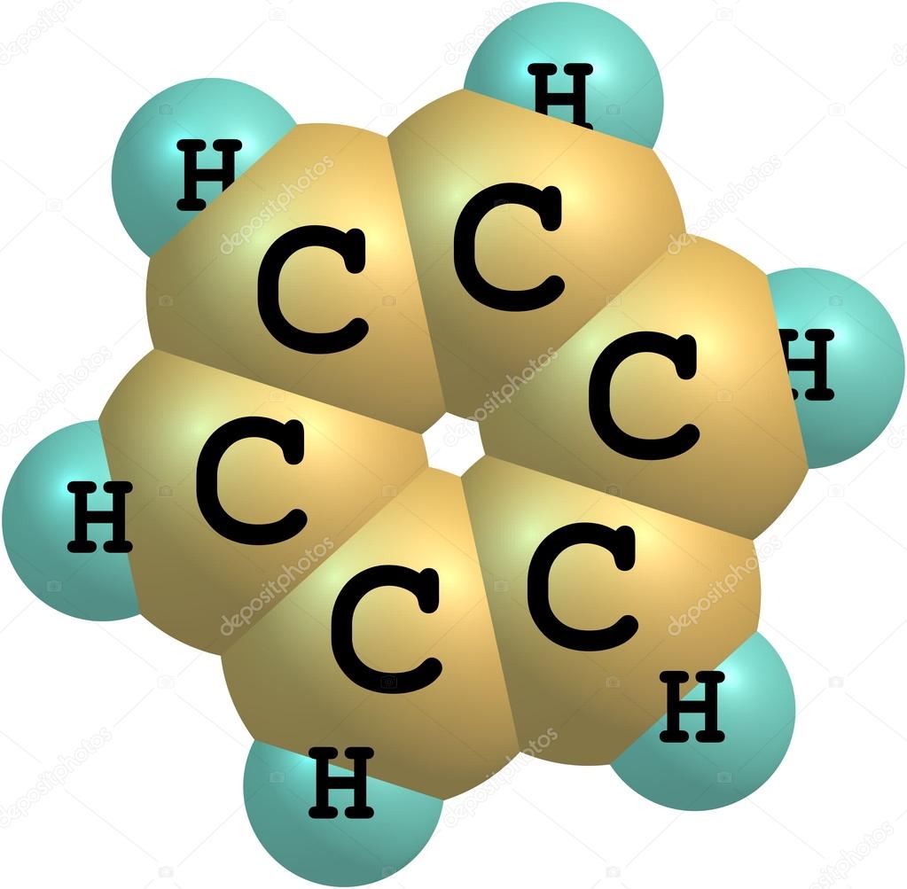 Benzene molecular structure on white background