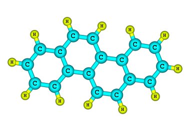 beyaz zemin üzerine chrysene moleküler yapısı