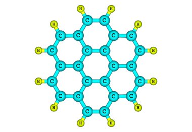 coronene 분자 구조 흰색 절연
