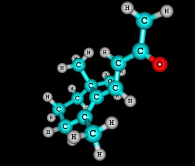 Beta-ionone moleküler yapısı siyah