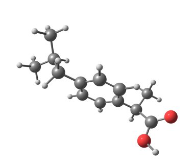 beyaz zemin üzerine ibuprofen moleküler yapısı