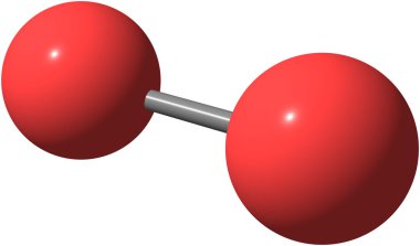 oksijen (o2) moleküler yapısı üzerinde beyaz izole