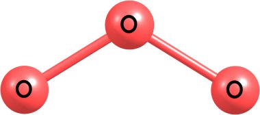 Ozon (o3) moleküler yapısı üzerinde beyaz izole