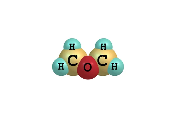 Ilustrasi molekul eter Dimetil diisolasi pada warna putih — Stok Foto