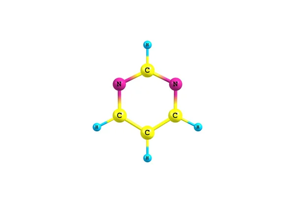Иллюстрация молекулы пиримидина, изолированная на белом — стоковое фото