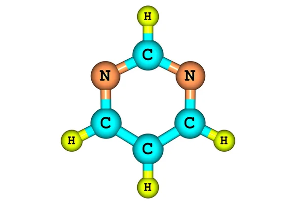 Pyrimidine molecule illustration isolated on white — Stock Photo, Image