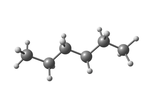 Estrutura molecular de hexano isolada sobre branco — Fotografia de Stock