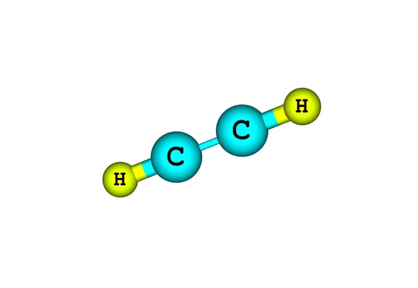 乙炔分子结构上白色孤立 — 图库照片