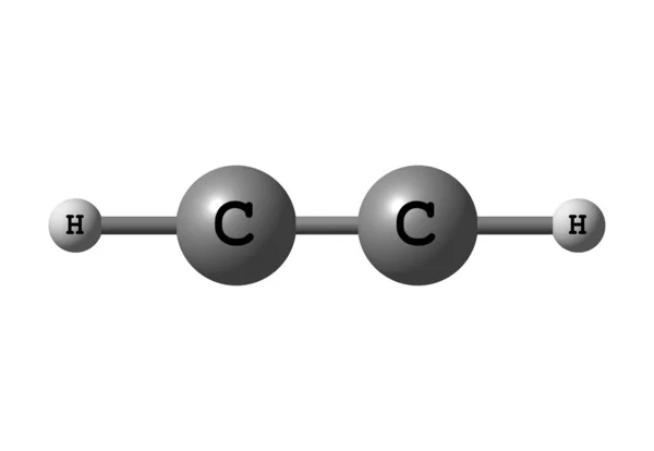 Estrutura molecular de acetileno isolada sobre branco — Fotografia de Stock