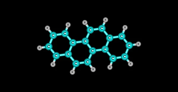 Chryseen moleculaire structuur op zwarte achtergrond — Stockfoto