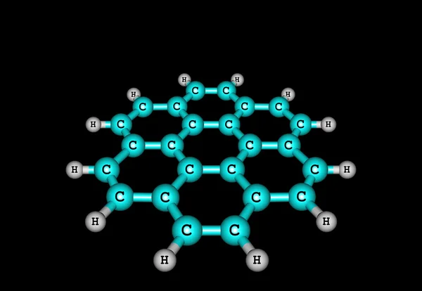 Estrutura molecular do coroneno isolado em preto — Fotografia de Stock