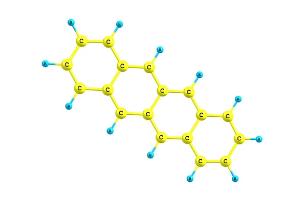 白で隔離される naphtacene (テトラセン) 分子構造 — ストック写真