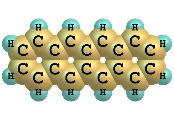 Naphtacene (tetracene) estrutura molecular isolada no branco — Stok fotoğraf