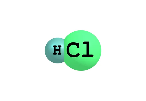 Hydrogen chloride molecular structure on white — Stock Photo, Image