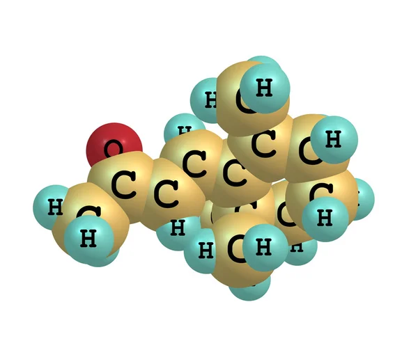 De moleculaire structuur van de bèta-Jonon op wit — Stockfoto