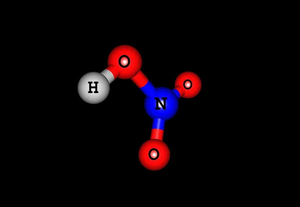 Молекулярная структура азотной кислоты на черном — стоковое фото