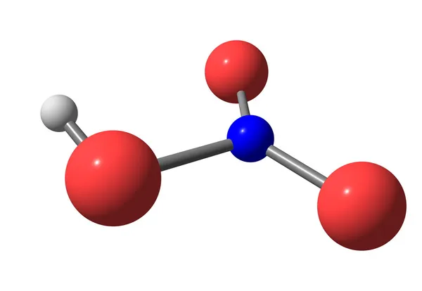 Estructura molecular del ácido nítrico en blanco —  Fotos de Stock