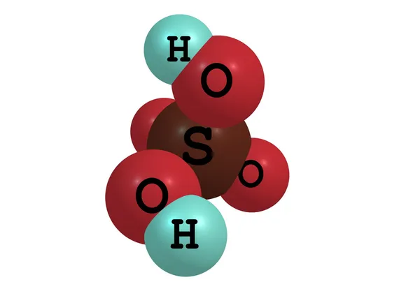 Estrutura molecular do ácido sulfuroso sobre fundo branco — Fotografia de Stock