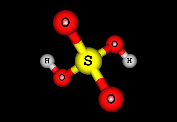 黑色背景上的硫磺酸分子结构 — 图库照片