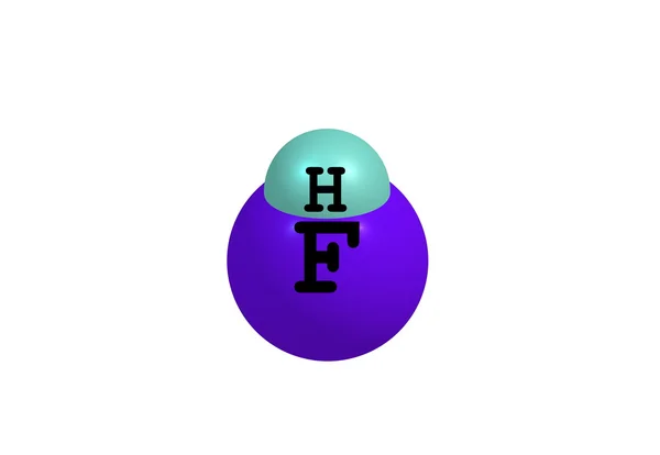 Estrutura molecular do fluoreto de hidrogénio sobre fundo branco — Fotografia de Stock
