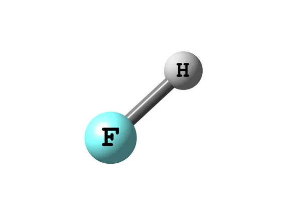 Estructura molecular del fluoruro de hidrógeno sobre fondo blanco — Foto de Stock