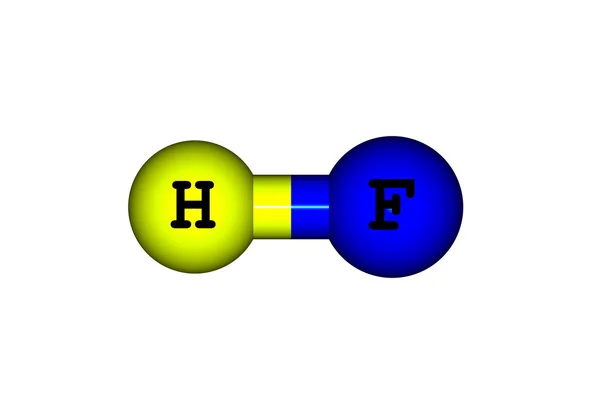 Beyaz zemin üzerinde hidrojen florür moleküler yapısı — Stok fotoğraf