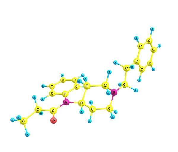 Fentanyl molecular structure on white background — Stock Photo, Image